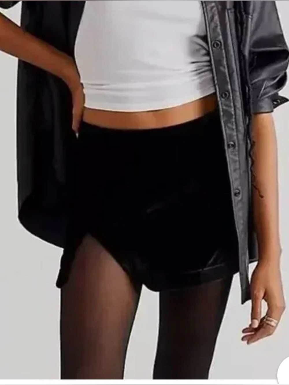 Free People Black Velvet Mini Skirt 10